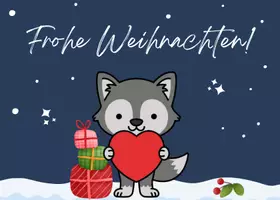 Vorschau - Arbeitsblätter - Wolfklasse Postkarte für Weihnachten / Klassentier Wolf - Seite 1