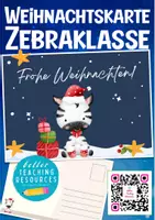 Vorschau - Mal- und Bastelvorlagen - Zebraklasse Postkarte für Weihnachten / Klassentier Zebra - Deckblatt