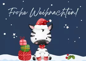 Vorschau - Mal- und Bastelvorlagen - Zebraklasse Postkarte für Weihnachten / Klassentier Zebra - Seite 1