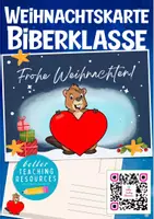 Vorschau - Mal- und Bastelvorlagen - Biberklasse Postkarte Weihnachten / Klassentier Biber - Deckblatt