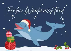 Vorschau - Mal- und Bastelvorlagen - Delfinklasse Postkarte Weihnachten / Klassentier Delfin Grundschule - Seite 1