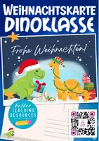 Vorschau - Arbeitsblätter - Dinoklasse Postkarte Weihnachten / Klassentier Dinosaurier Grundschule - Deckblatt