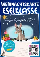 Vorschau - Arbeitsblätter - Eselklasse Postkarte für Weihnachten / Klassentier Esel - Deckblatt