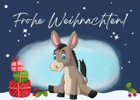 Vorschau - Arbeitsblätter - Eselklasse Postkarte für Weihnachten / Klassentier Esel - Seite 1