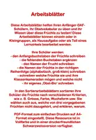 Vorschau - Arbeitsblätter - Obst Arbeitsblätter schreiben und sortieren für DAF - Seite 1