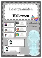 Vorschau - Fördermaterial/Inklusion - Lesen effektiv fördern: HALLOWEEN 36 Lesekarten- Lesepyramiden - Lesetreppe DIFFERENZIERT - Deckblatt