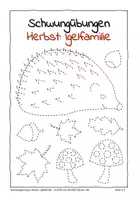 Vorschau - Arbeitsblätter - Schwungübungen Herbst: Igel/ Igelfamilie - Deckblatt