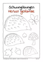 Vorschau - Arbeitsblätter - Schwungübungen Herbst: Igel/ Igelfamilie - Seite 1