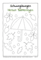 Vorschau - Arbeitsblätter - Schwungübungen Herbst: Herbstblätter & Blätterregen - Seite 1