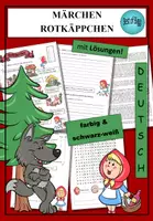 Vorschau - Arbeitsblätter - Arbeitsblatt zum Märchen Rotkäppchen - bunt & schwarz-weiß - Deckblatt