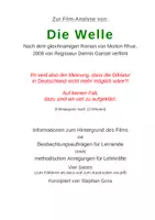 Vorschau - Arbeitsblätter - Filmanalyse - Die Welle (2008) - ein Kinoklassiker, ... - Deckblatt