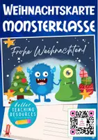 Vorschau - Arbeitsblätter - Monsterklasse Postkarte Weihnachten / Klassentier Monster - Deckblatt
