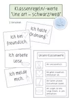 Vorschau - Poster - Klassenregeln/ Klassenwerte ("line art"/sw) - Deckblatt
