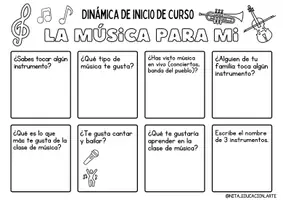 Vista previa - Hojas de trabajo - LA MÚSICA PARA MI - Ficha de inicio de curso 🎼 🎤 👩🏻🏫 🎵 - Portada