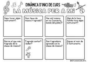 Vista previa - Hojas de trabajo - LA MÚSICA PARA MI - Ficha de inicio de curso 🎼 🎤 👩🏻🏫 🎵 - página 1