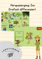 Vorschau - Arbeitsblätter - Hörspaziergang: Zoo 3fach differenziert - Deckblatt