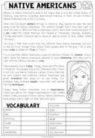 Vista previa - Hojas de trabajo - All about Native Americans - Reading Comprehension (2-times differentiated + Conversation Strips) - página 2