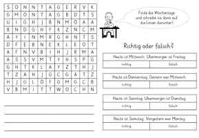 Vorschau - Arbeitsblätter - Die Wochentage: Übungen zu den Wochentagen und den Zeitwörtern (heute, gestern, morgen, usw.) - Seite 2