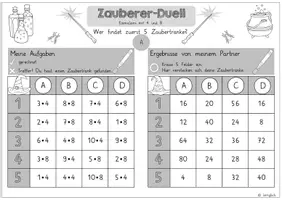 Vorschau - Arbeitsblätter - Spiel: Zauberer-Duell (Einmaleins 4 und 8) - Seite 3