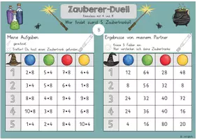Vorschau - Arbeitsblätter - Spiel: Zauberer-Duell (Einmaleins 4 und 8) - Seite 2