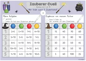 Vorschau - Arbeitsblätter - Spiel: Zauberer-Duell (Einmaleins mit 5 und 10) - Seite 1