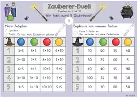 Vorschau - Arbeitsblätter - Spiel: Zauberer-Duell (Einmaleins mit 5 und 10) - Seite 2