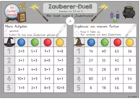 Vorschau - Arbeitsblätter - Spiel: Zauberer-Duell (Einmaleins mit 7,8 und 9) - Seite 1