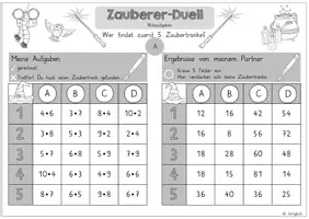 Vorschau - Arbeitsblätter - Spiel: Zauberer-Duell (Einmaleins gemischte Aufgaben) - Seite 3
