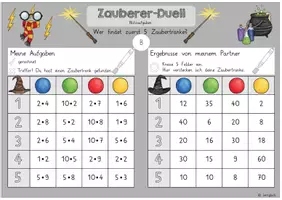 Vorschau - Arbeitsblätter - Spiel: Zauberer-Duell (Einmaleins Blitzaufgaben) - Seite 2