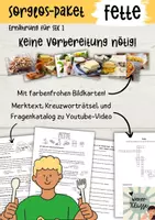 Vorschau - Stundenentwürfe - Ernährung-Arbeitsblätter für die SEK 1, Gesunde und ungesunde Fette, Rätsel und Fragen zu Youtube-Video beantworten für die SEK 1 - Deckblatt