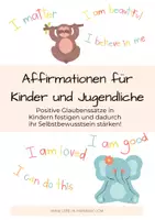 Vorschau - Mal- und Bastelvorlagen - Affirmationen für Kinder und Jugendliche - Deckblatt