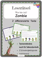 Vorschau - Arbeitsblätter - Leserätsel - Wer bin ich? Zombie DIFFERENZIERT - Deckblatt