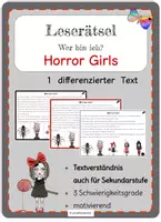 Vorschau - Arbeitsblätter - Leserätsel - Wer bin ich? Halloween Girls - DIFFERENZIERT - Deckblatt