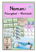 Vorschau - Stationenlernen - Wortarten : Nomen Polargebiet-Werkstatt - Deckblatt