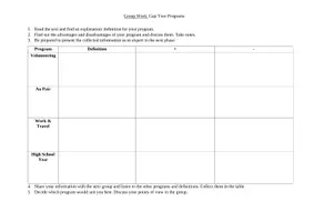 Vorschau - Arbeitsblätter - Gap Year Programs (Gruppenpuzzle) - Deckblatt
