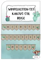 Vorschau - Bildkarten - Wimpelketten-Set im Kaktus-Stil (Kraftpapier) - Deckblatt