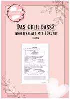 Vorschau - Arbeitsblätter - Das oder Dass? - Deckblatt