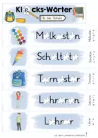 Vorschau - Stationenlernen - Klecks-Wörter-Fächer (In der Schule) - Seite 1