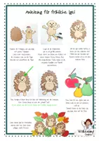 Vorschau - Mal- und Bastelvorlagen - Igel im Herbstlaub: Fensterbild & Bastelvorlage Kunstunterricht Klasse 1-4 (Herbstdeko / Wald, Obst & Blätter / Grundschule) - Seite 1