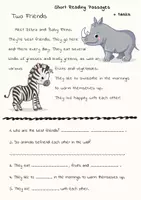 Aperçu - Feuilles d'exercices - Grade 1 Children's Reading Comprehension Worksheets / Feuilles de travail sur la compréhension de la lecture pour les enfants de 1re année - Page 1