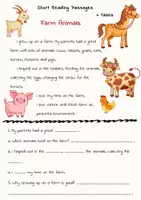 Aperçu - Feuilles d'exercices - Grade 1 Simple Short Reading Passages + tasks - Farm Animals / Compréhension écrite de 1re année - Animaux de la ferme - Page de couverture