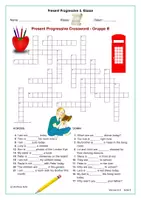 Vorschau - Arbeitsblätter - KOSTENLOS: Crossword / Kreuzworträtsel zum Present Progressive - Seite 2