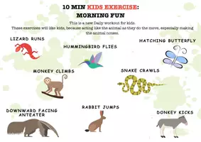 Aperçu - Jeux - 10 Min Kids Exercise: Morning Fun/ The Move Like an Animal! / 10 min d'exercice pour les enfants : plaisirs du matin / Le mouvement comme un animal - Page de couverture