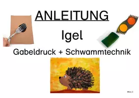 Vorschau - Arbeitsblätter - Kunst im Herbst: Stachelige Igel (Gabeldruck + Schwammtechnik) - Seite 3