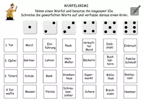 Vorschau - Arbeitsblätter - Würfelkrimi/ Eigenen Krimi schreiben - Seite 3