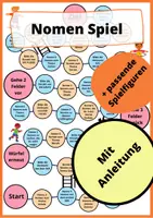 Vorschau - Stationenlernen - Nomen-Spiel - spielerisch die Nomen lernen + BONUS Spielfiguren - Deckblatt
