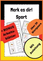 Vorschau - Arbeitsblätter - Merk es dir - Sport (auch als Wortkarten/Vokabelkarten nutzbar) + BONUS-Arbeitsblätter - Deckblatt
