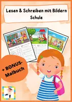 Vorschau - Arbeitsblätter - SPARPAKET - Lesen und Schreiben mit Bildern + GRATIS XXL-Malbuch - Deckblatt