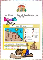 Vorschau - Arbeitsblätter - Am Strand / Sommer: Sprechanlass (Wimmelbild) - DaZ / Deutsch - Kl. 2/3 - Deckblatt