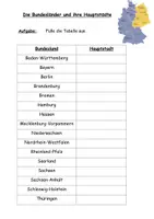 Vorschau - Arbeitsblätter - Die Bundeslaender und ihre Hauptstaedte - mit Lösungen - Deckblatt